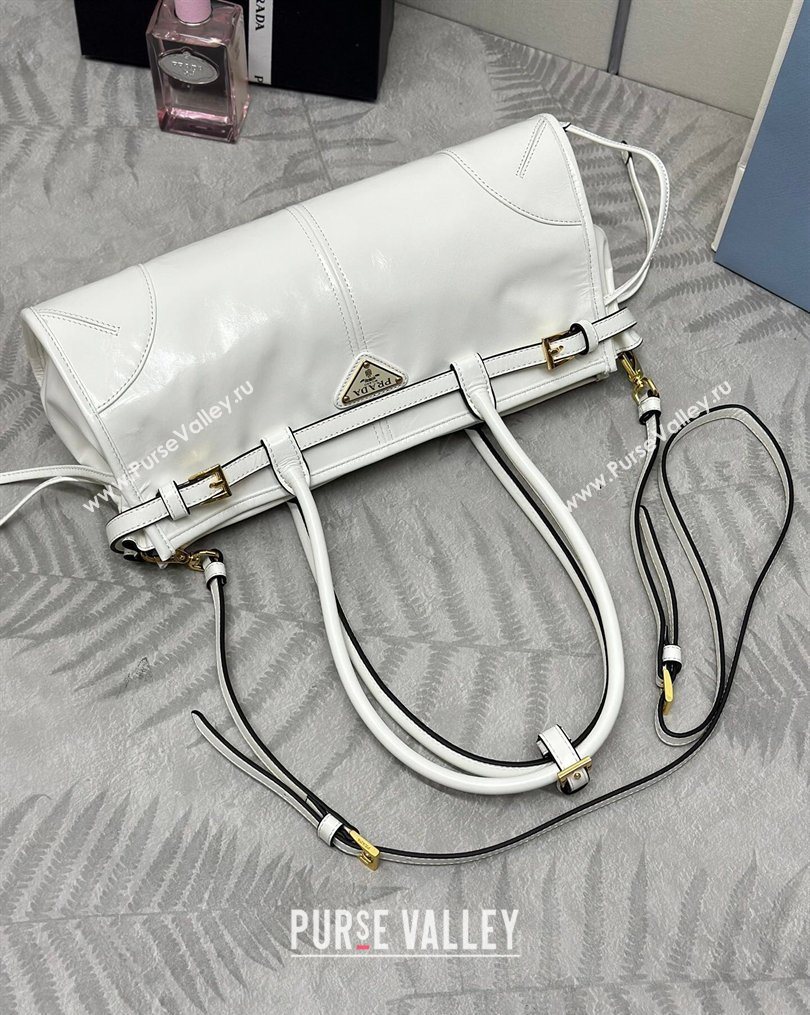 Prada Bonnie medium leather handbag White 2025 1BA426 (YZ-260123004)