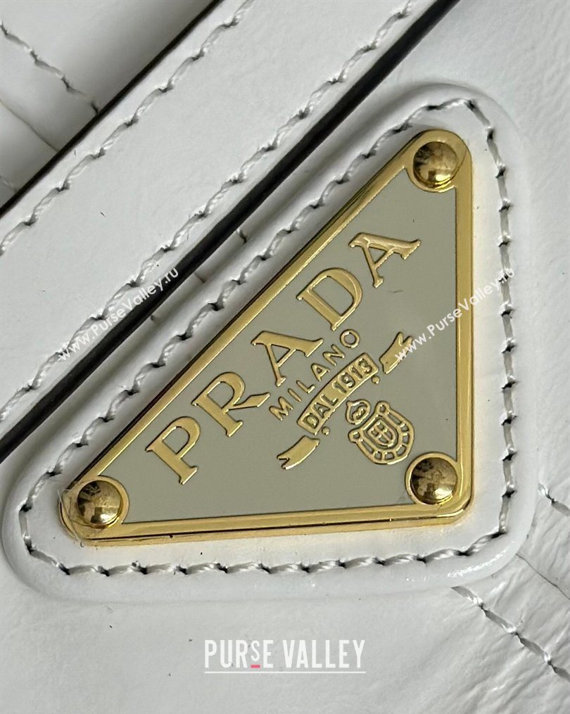 Prada Bonnie medium leather handbag White 2025 1BA426 (YZ-260123004)