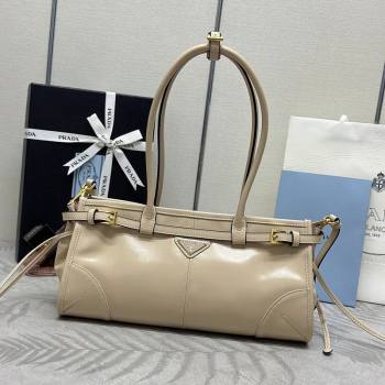 Prada Bonnie medium leather handbag Light Beige 2025 1BA426 (YZ-260123005)