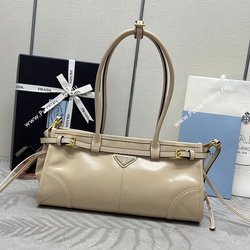Prada Bonnie medium leather handbag Light Beige 2025 1BA426 (YZ-260123005)