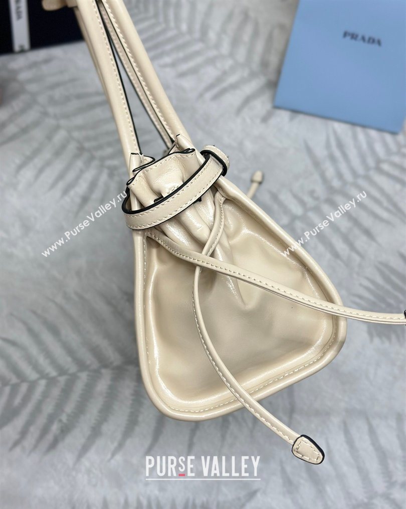 Prada Bonnie medium leather handbag Light Beige 2025 1BA426 (YZ-260123005)