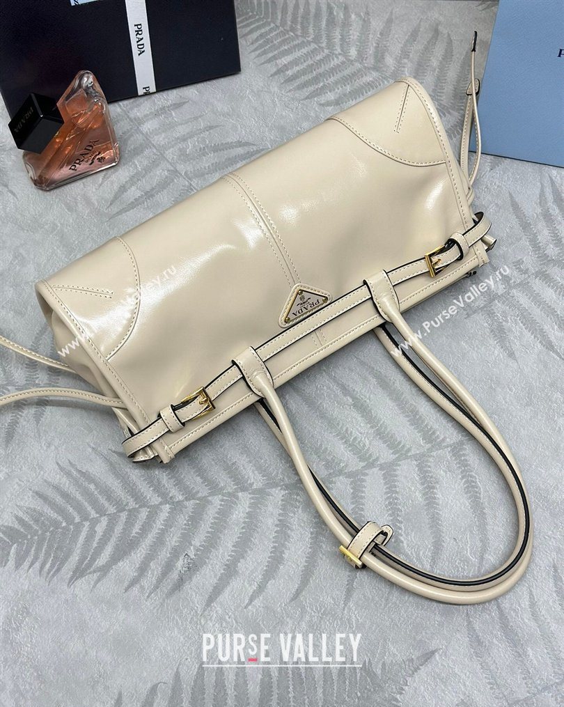 Prada Bonnie medium leather handbag Light Beige 2025 1BA426 (YZ-260123005)