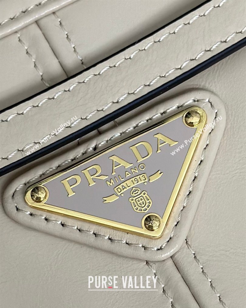 Prada Bonnie medium leather handbag Light Beige 2025 1BA426 (YZ-260123005)