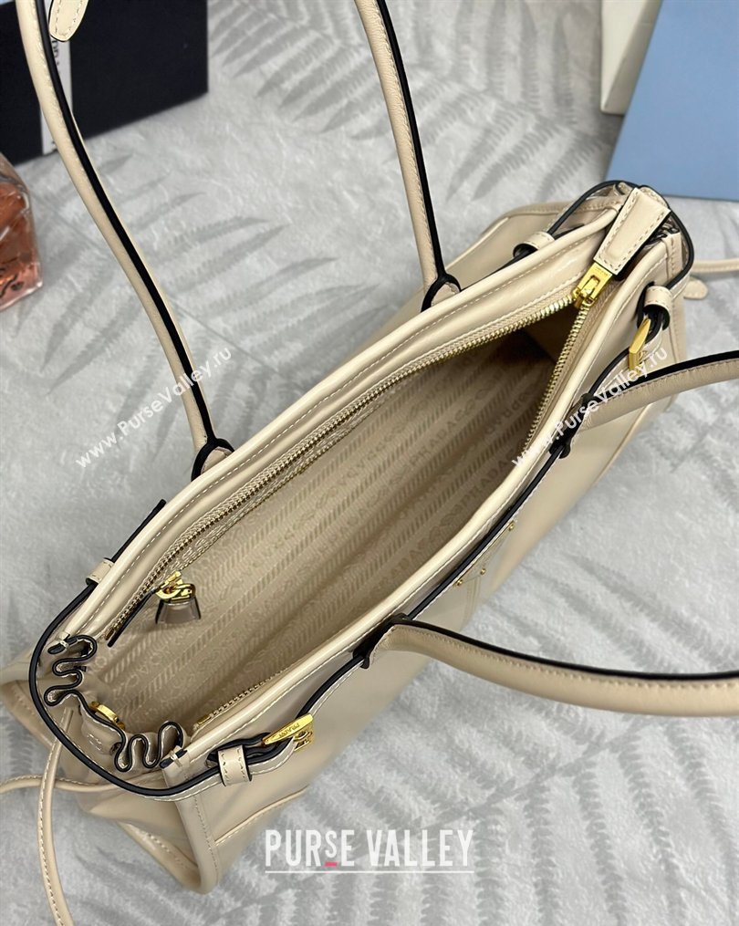 Prada Bonnie medium leather handbag Light Beige 2025 1BA426 (YZ-260123005)