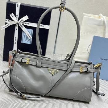 Prada Bonnie medium leather handbag Grey 2025 1BA426 (YZ-260123006)