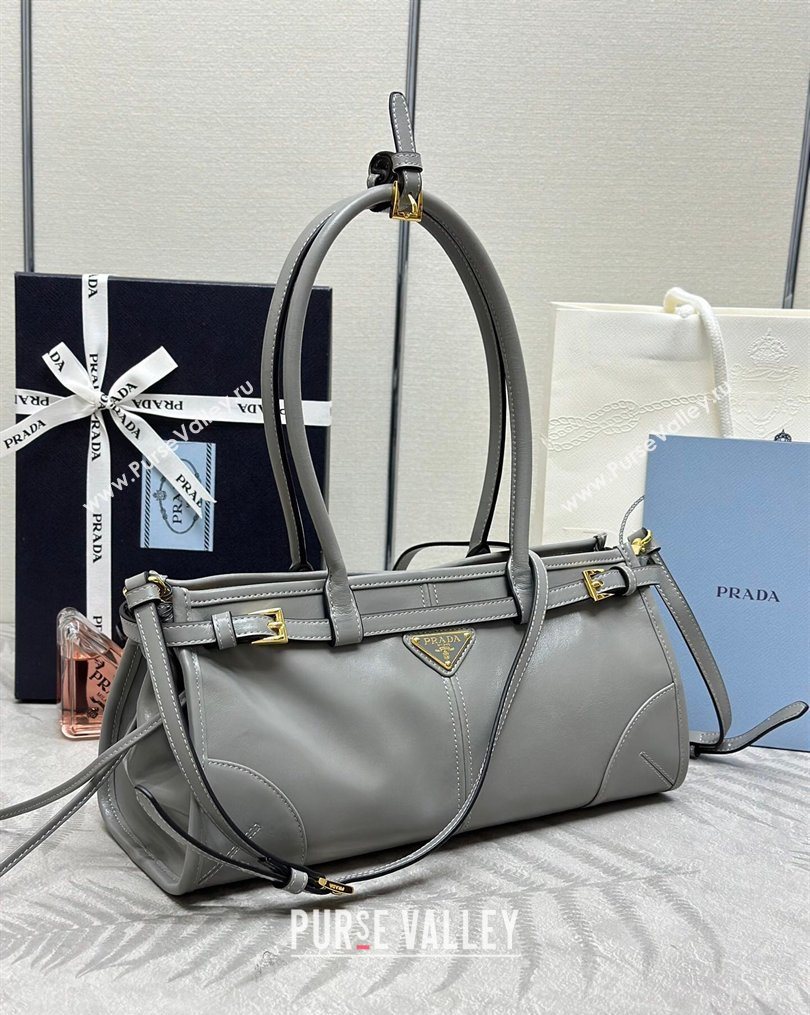 Prada Bonnie medium leather handbag Grey 2025 1BA426 (YZ-260123006)
