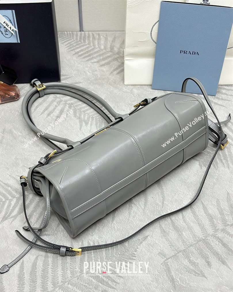 Prada Bonnie medium leather handbag Grey 2025 1BA426 (YZ-260123006)