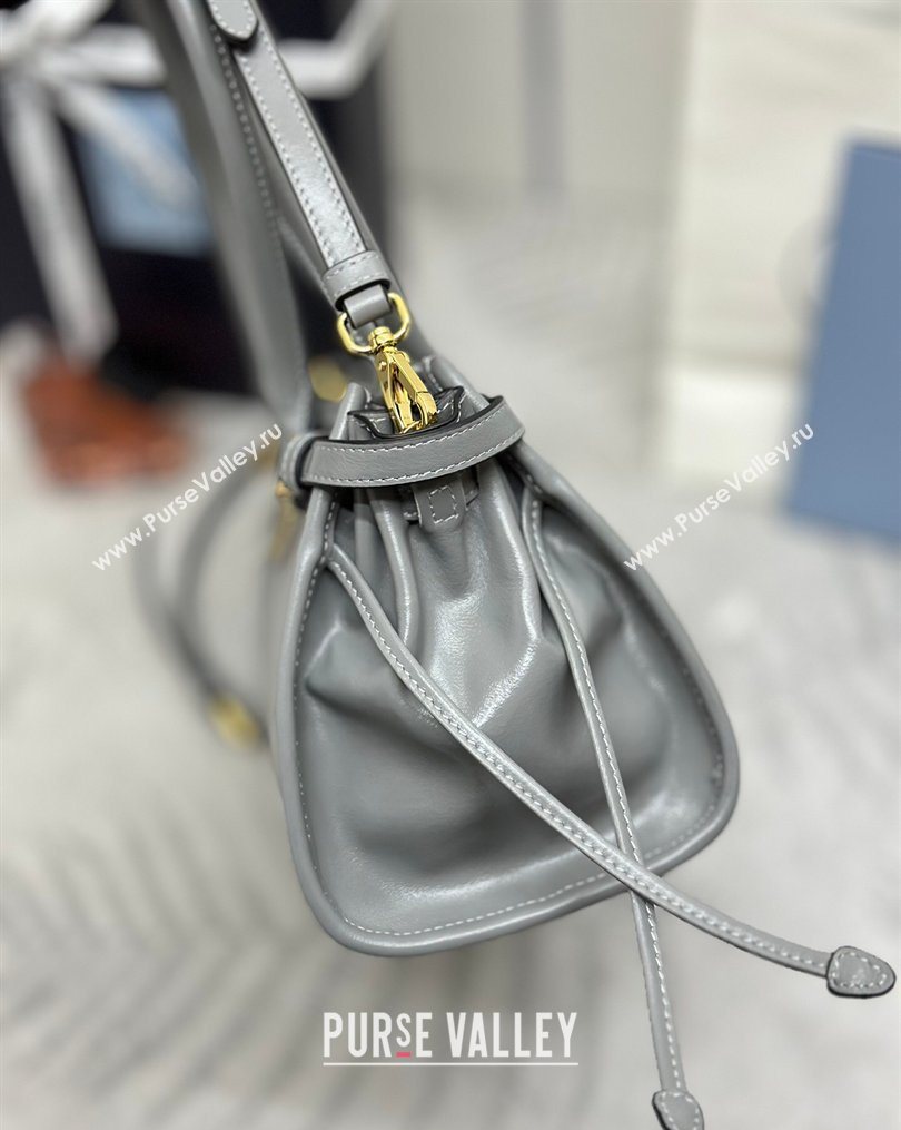Prada Bonnie medium leather handbag Grey 2025 1BA426 (YZ-260123006)