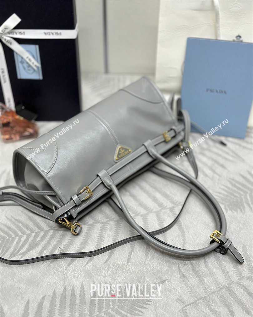 Prada Bonnie medium leather handbag Grey 2025 1BA426 (YZ-260123006)