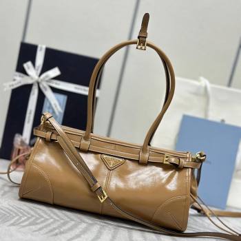 Prada Bonnie medium leather handbag Caramel 2025 1BA426 (YZ-260123007)