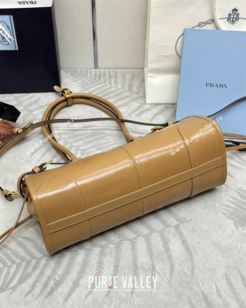 Prada Bonnie medium leather handbag Caramel 2025 1BA426 (YZ-260123007)