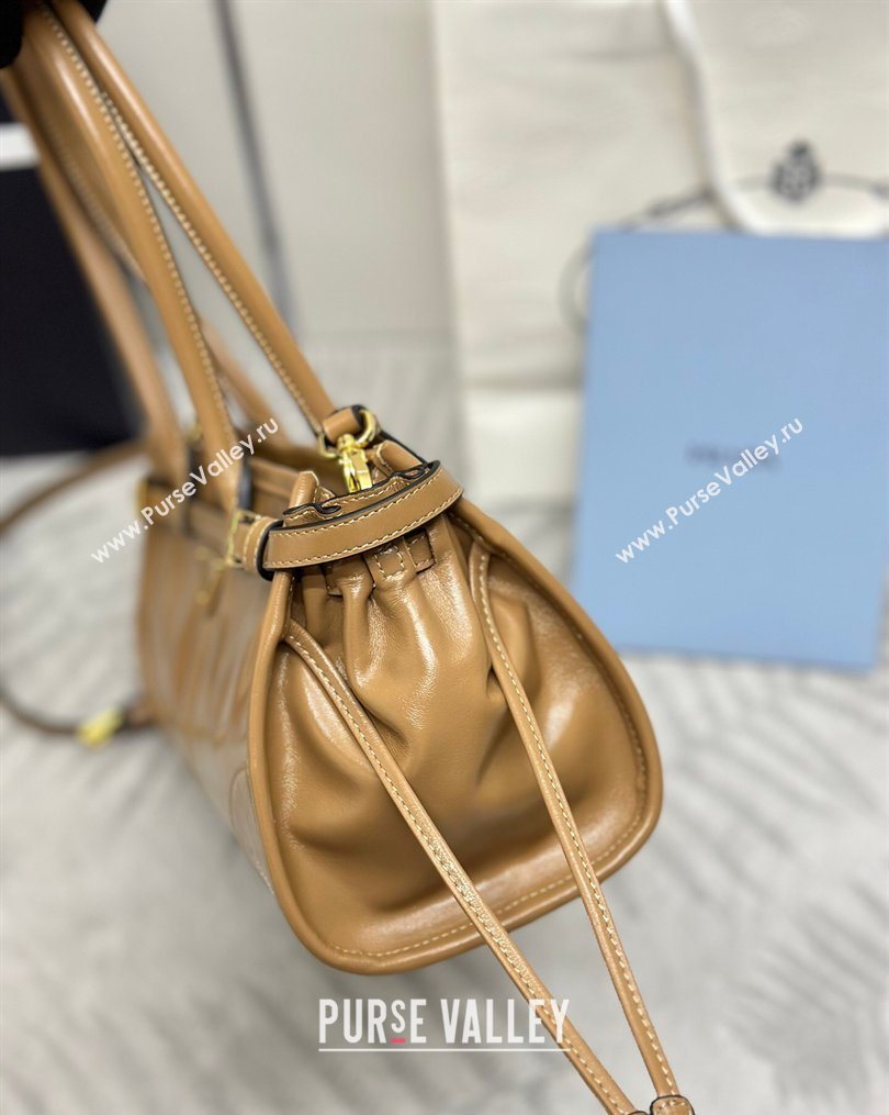 Prada Bonnie medium leather handbag Caramel 2025 1BA426 (YZ-260123007)