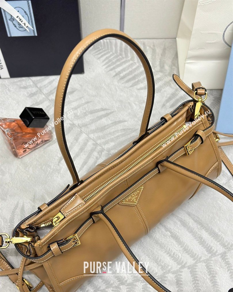 Prada Bonnie medium leather handbag Caramel 2025 1BA426 (YZ-260123007)