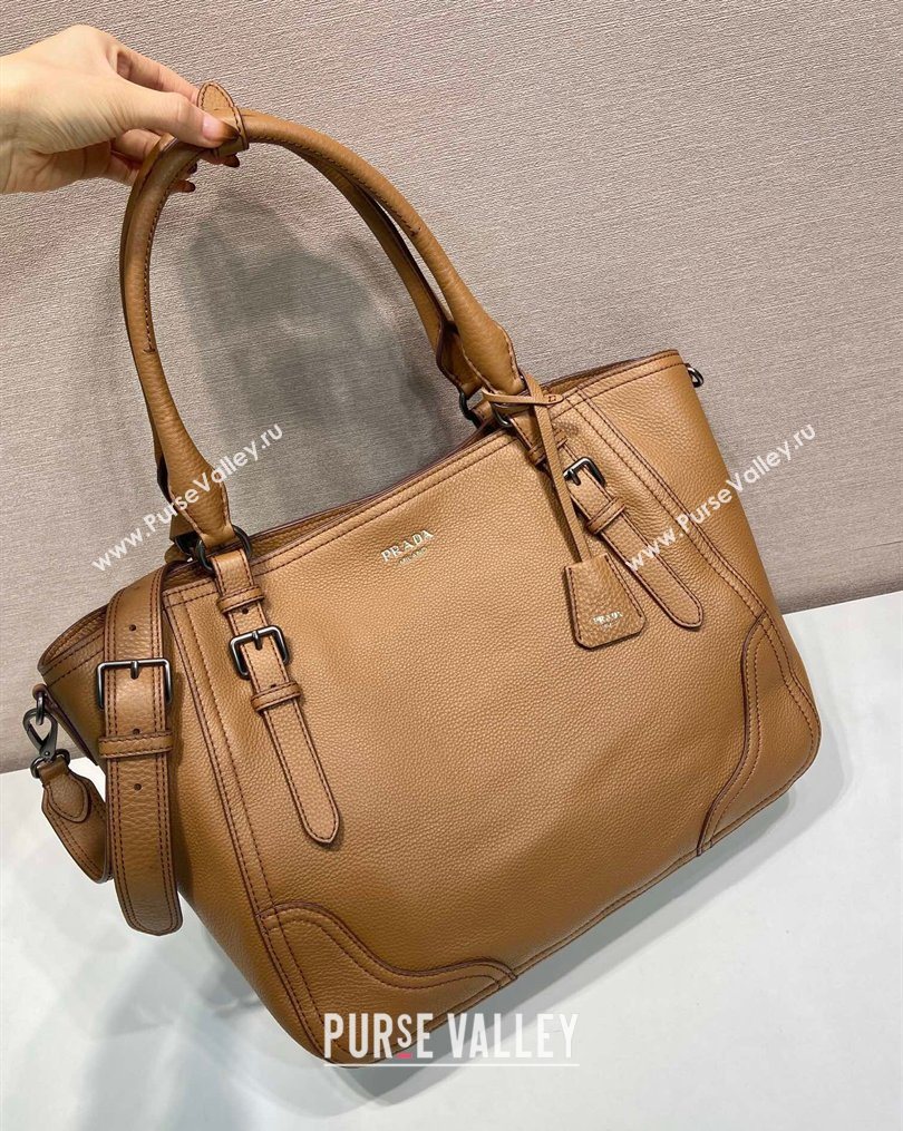 Prada Large leather tote bag Brown 2026 1BG602 (YZ-260123034)