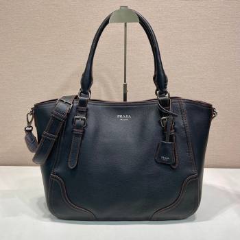 Prada Large leather tote bag Black 2026 1BG602 (YZ-260123035)