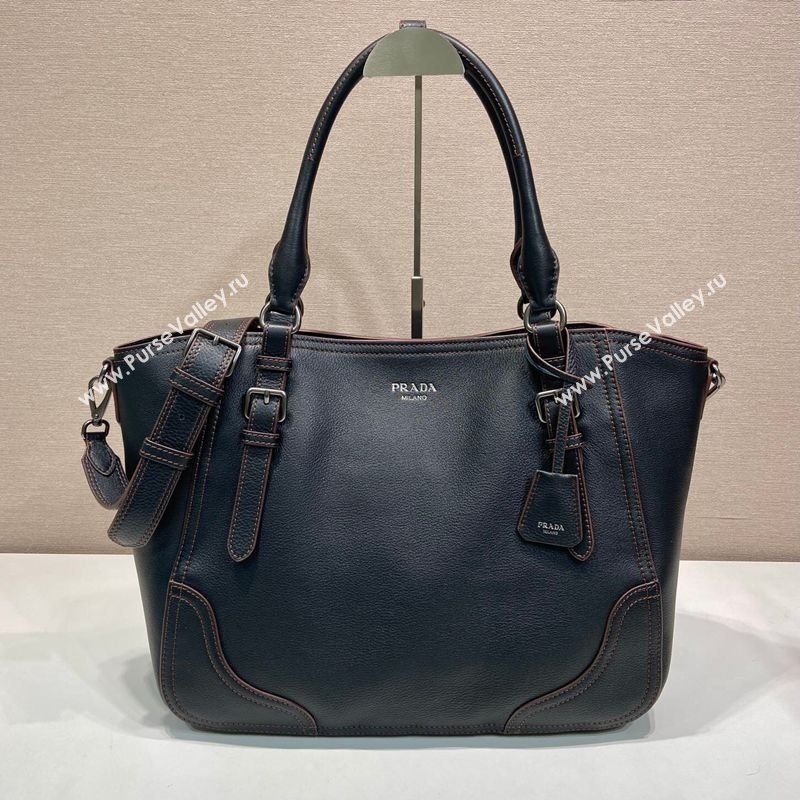 Prada Large leather tote bag Black 2026 1BG602 (YZ-260123035)