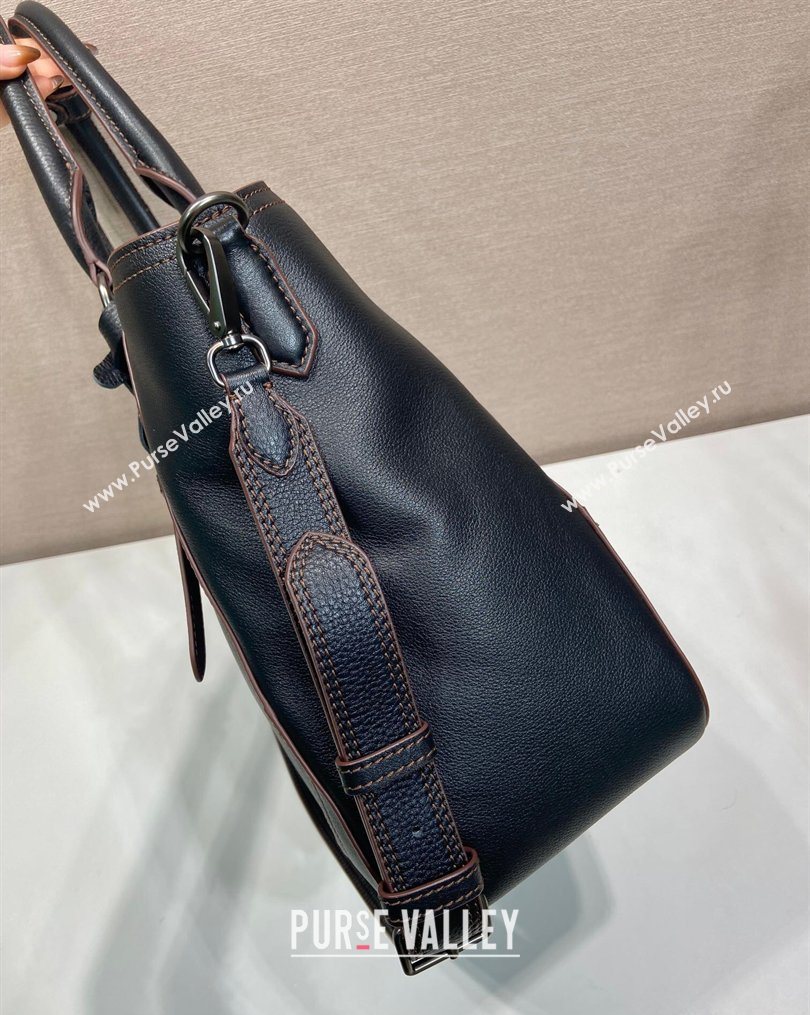 Prada Large leather tote bag Black 2026 1BG602 (YZ-260123035)