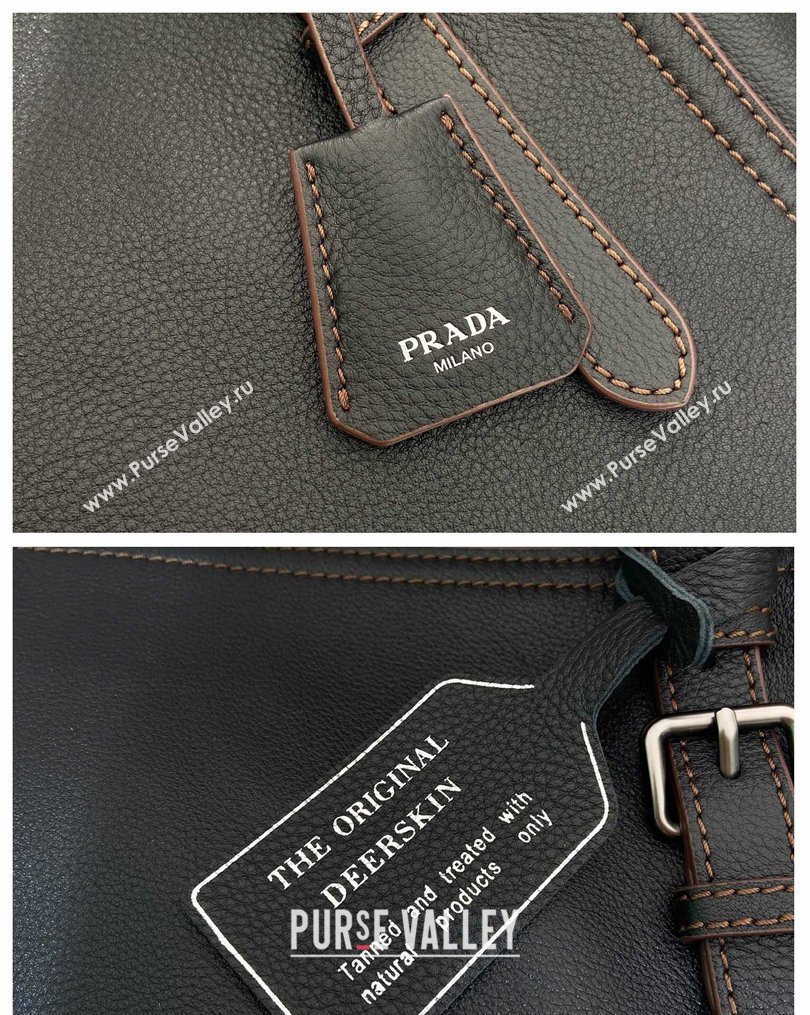 Prada Large leather tote bag Black 2026 1BG602 (YZ-260123035)