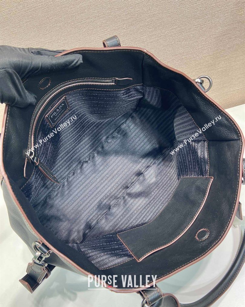 Prada Large leather tote bag Black 2026 1BG602 (YZ-260123035)