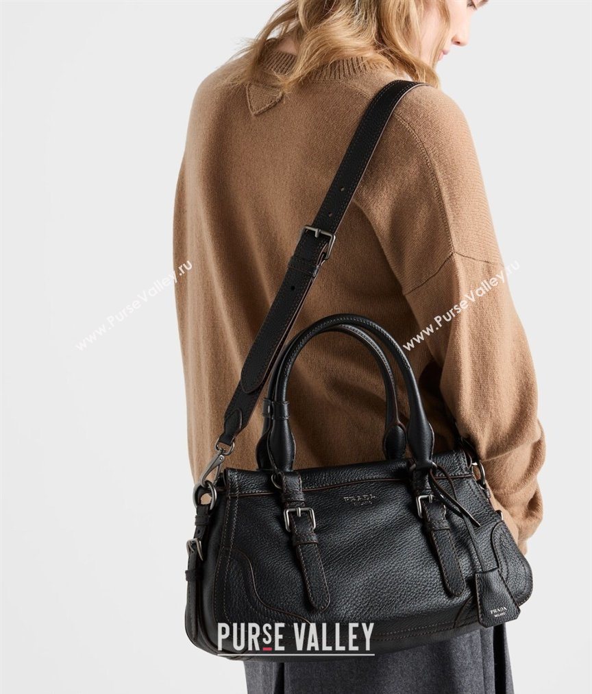 Prada Large leather tote bag Black 2026 1BG604 (YZ-260123056)