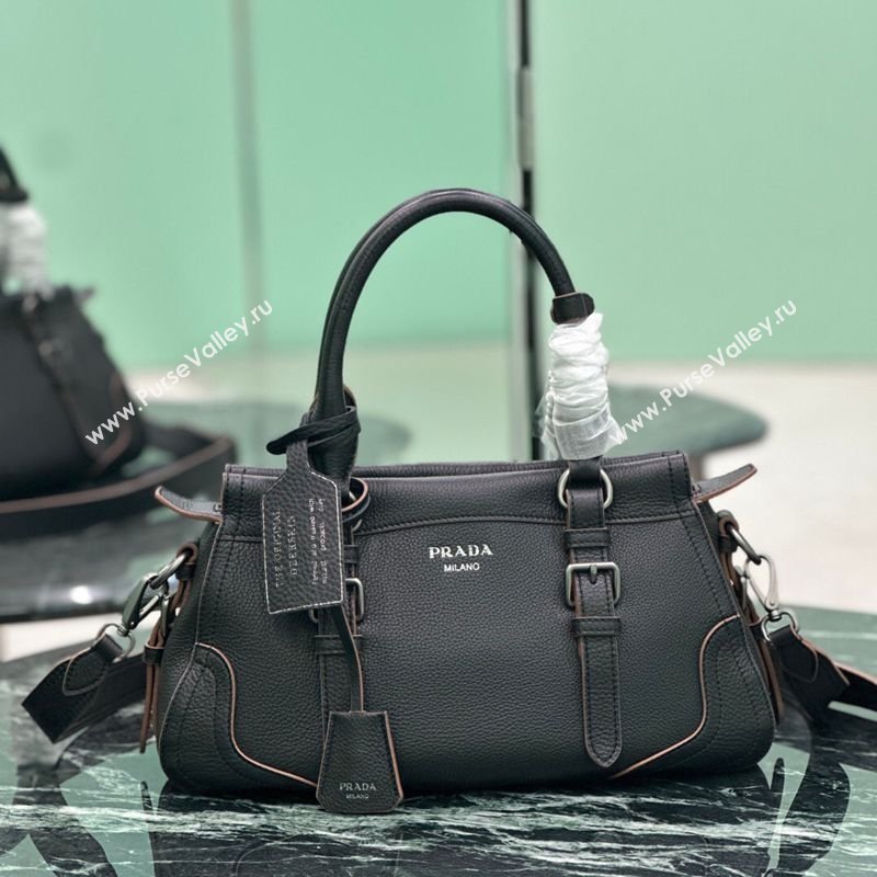 Prada Large leather tote bag Black 2026 1BG604 (YZ-260123056)