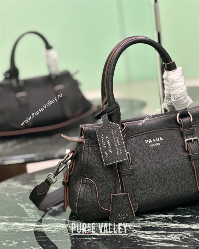 Prada Large leather tote bag Black 2026 1BG604 (YZ-260123056)