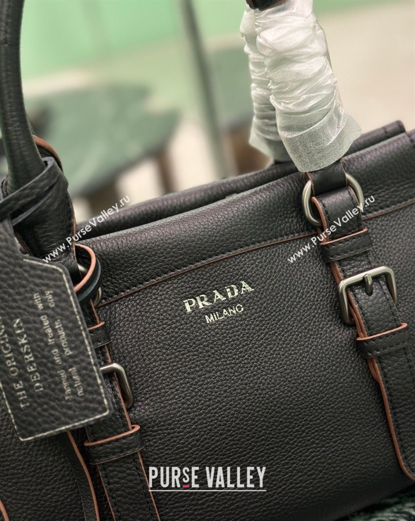 Prada Large leather tote bag Black 2026 1BG604 (YZ-260123056)