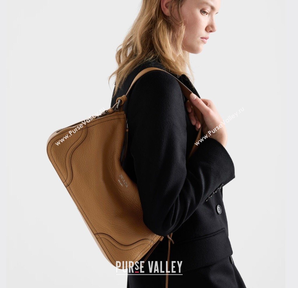 Prada Aimee large leather shoulder bag Brown 2026 1BC280 (YZ-260123057)