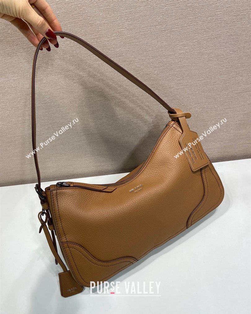 Prada Aimee large leather shoulder bag Brown 2026 1BC280 (YZ-260123057)