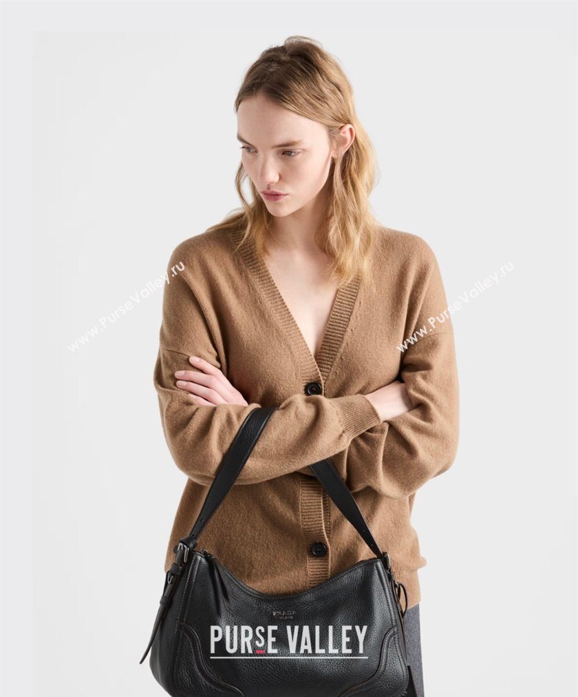 Prada Aimee large leather shoulder bag Black 2026 1BC280 (YZ-260123058)