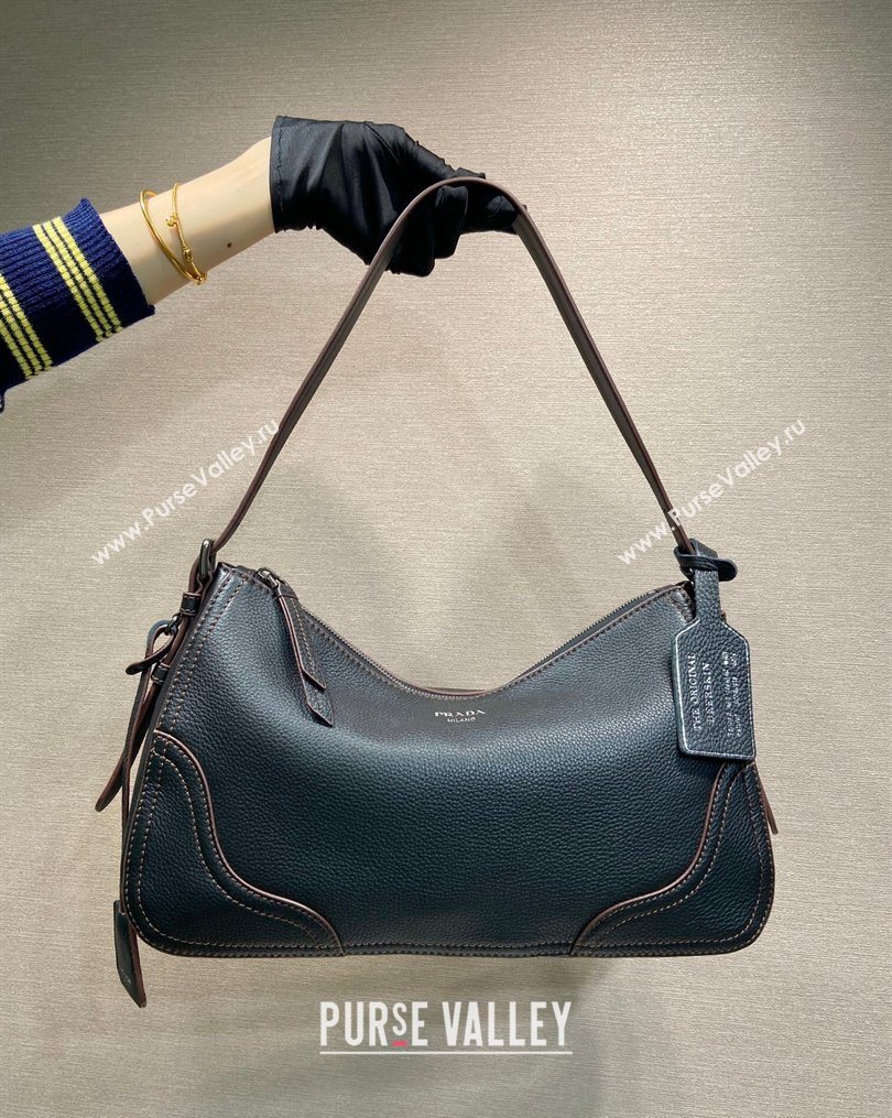 Prada Aimee large leather shoulder bag Black 2026 1BC280 (YZ-260123058)