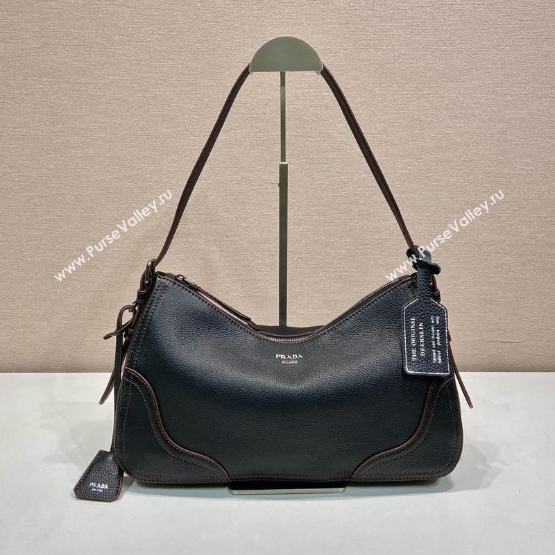 Prada Aimee large leather shoulder bag Black 2026 1BC280 (YZ-260123058)
