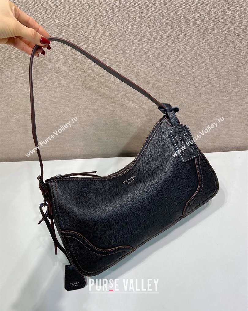 Prada Aimee large leather shoulder bag Black 2026 1BC280 (YZ-260123058)
