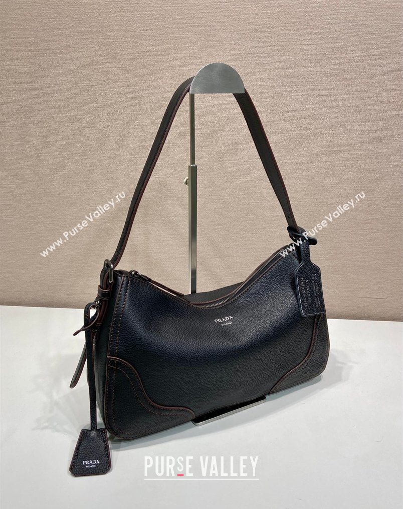 Prada Aimee large leather shoulder bag Black 2026 1BC280 (YZ-260123058)