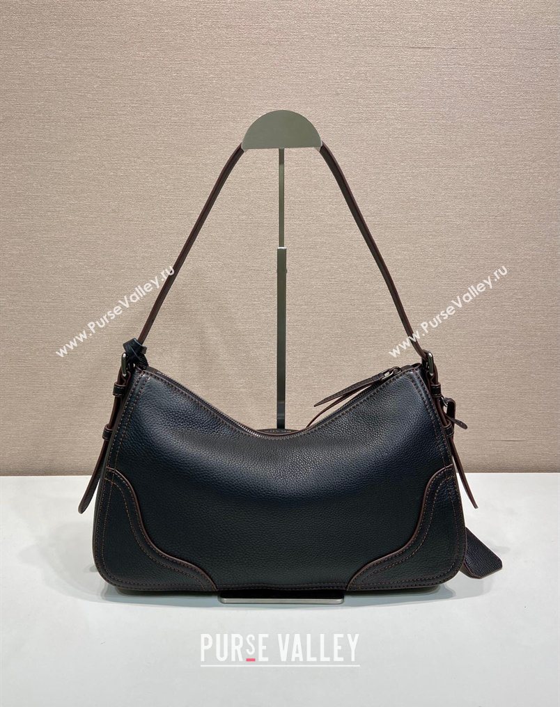 Prada Aimee large leather shoulder bag Black 2026 1BC280 (YZ-260123058)
