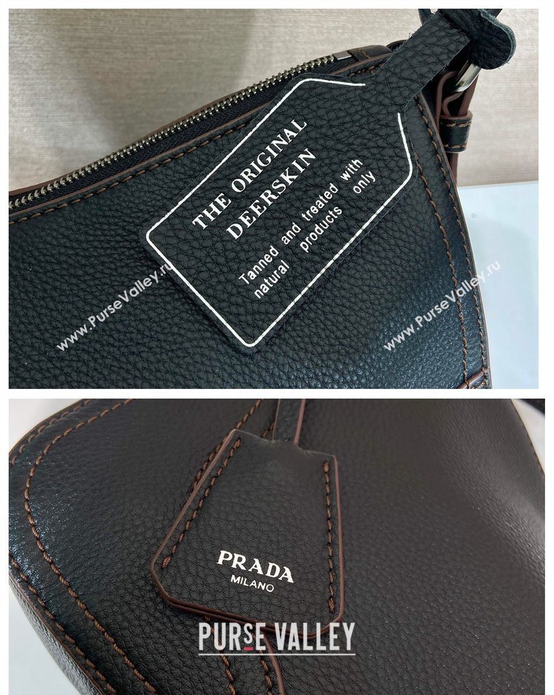 Prada Aimee large leather shoulder bag Black 2026 1BC280 (YZ-260123058)