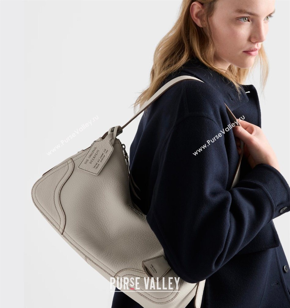 Prada Aimee large leather shoulder bag White 2026 1BC280 (YZ-260123059)