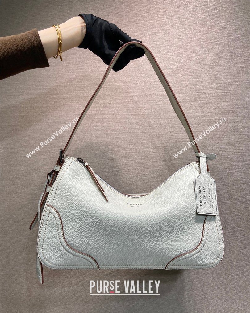 Prada Aimee large leather shoulder bag White 2026 1BC280 (YZ-260123059)