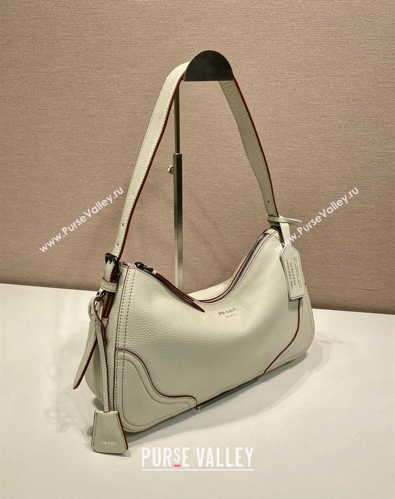 Prada Aimee large leather shoulder bag White 2026 1BC280 (YZ-260123059)
