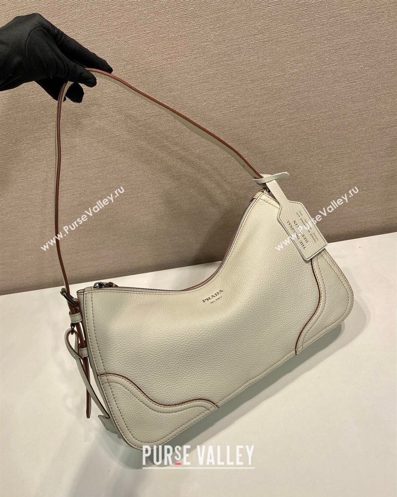 Prada Aimee large leather shoulder bag White 2026 1BC280 (YZ-260123059)