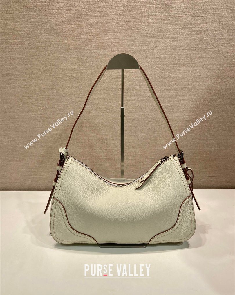 Prada Aimee large leather shoulder bag White 2026 1BC280 (YZ-260123059)