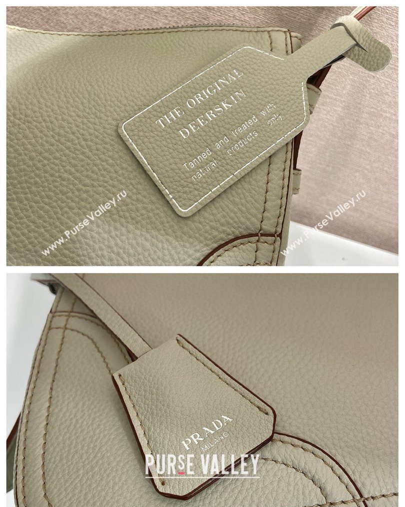 Prada Aimee large leather shoulder bag White 2026 1BC280 (YZ-260123059)