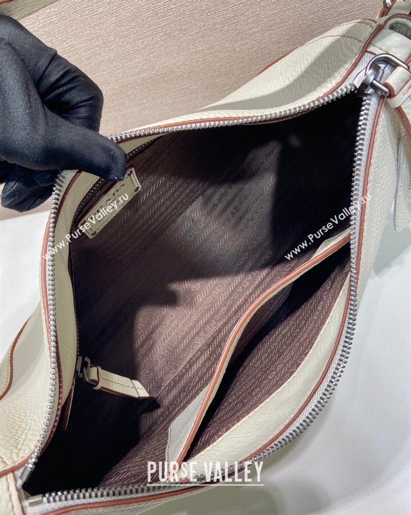 Prada Aimee large leather shoulder bag White 2026 1BC280 (YZ-260123059)