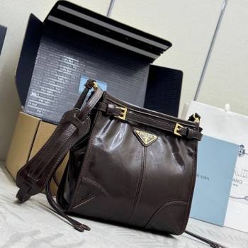 Prada Bonnie leather mini shoulder bag Dark Brown 2026 1BH229 (YZ-260123023)