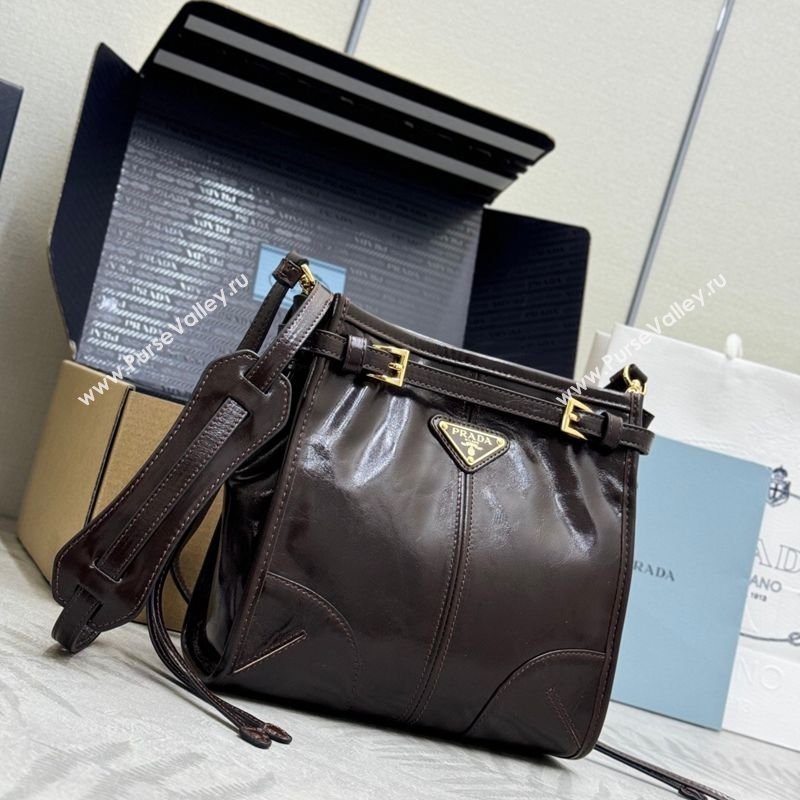 Prada Bonnie leather mini shoulder bag Dark Brown 2026 1BH229 (YZ-260123023)