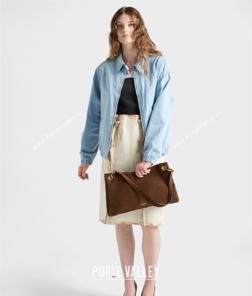 Prada Etude large suede shoulder bag 2026 Cocoa Brown (YZ-260123008)