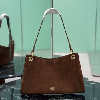 Prada Etude large suede shoulder bag 2026 Cocoa Brown (YZ-260123008)