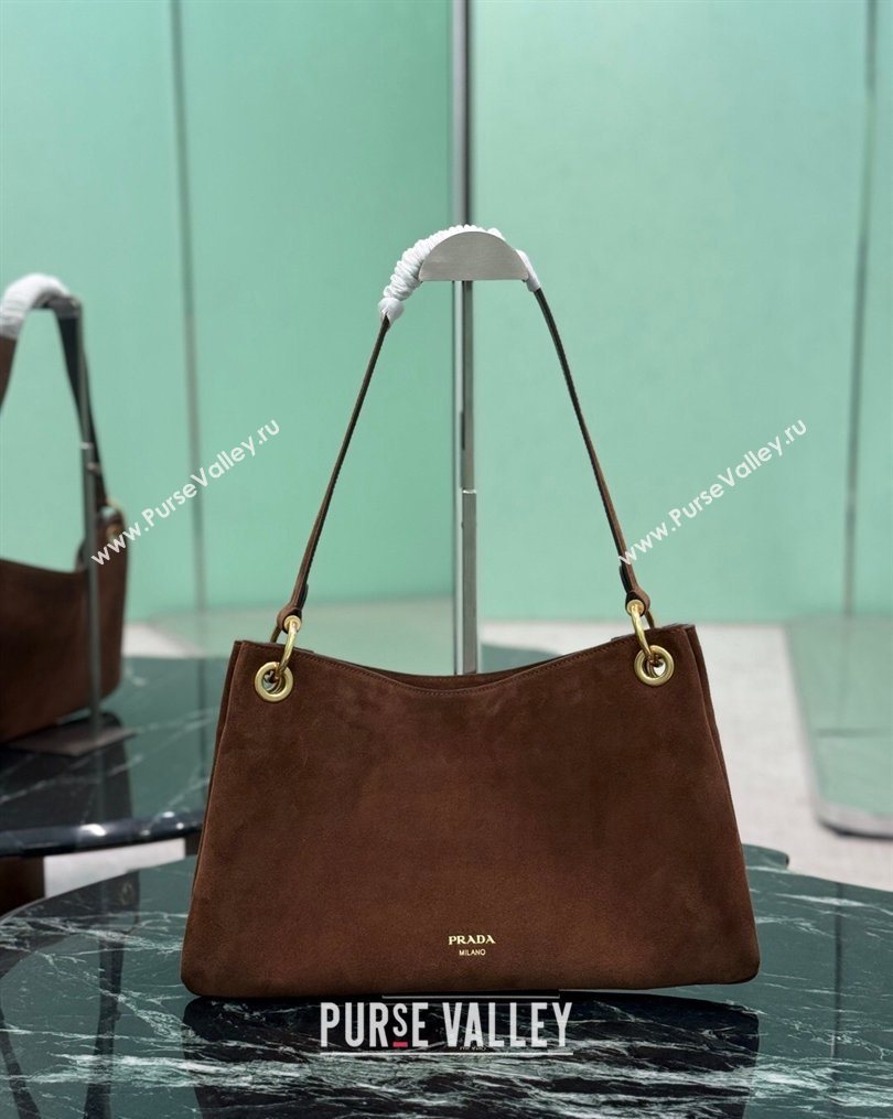 Prada Etude large suede shoulder bag 2026 Cocoa Brown (YZ-260123008)