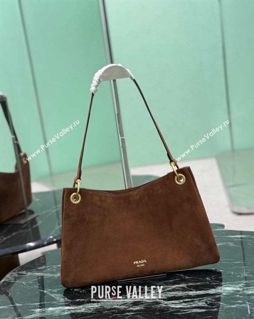 Prada Etude large suede shoulder bag 2026 Cocoa Brown (YZ-260123008)