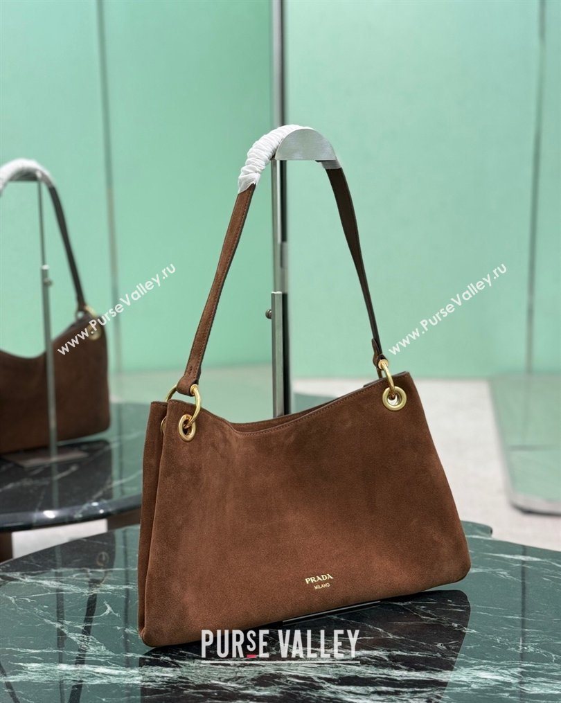Prada Etude large suede shoulder bag 2026 Cocoa Brown (YZ-260123008)